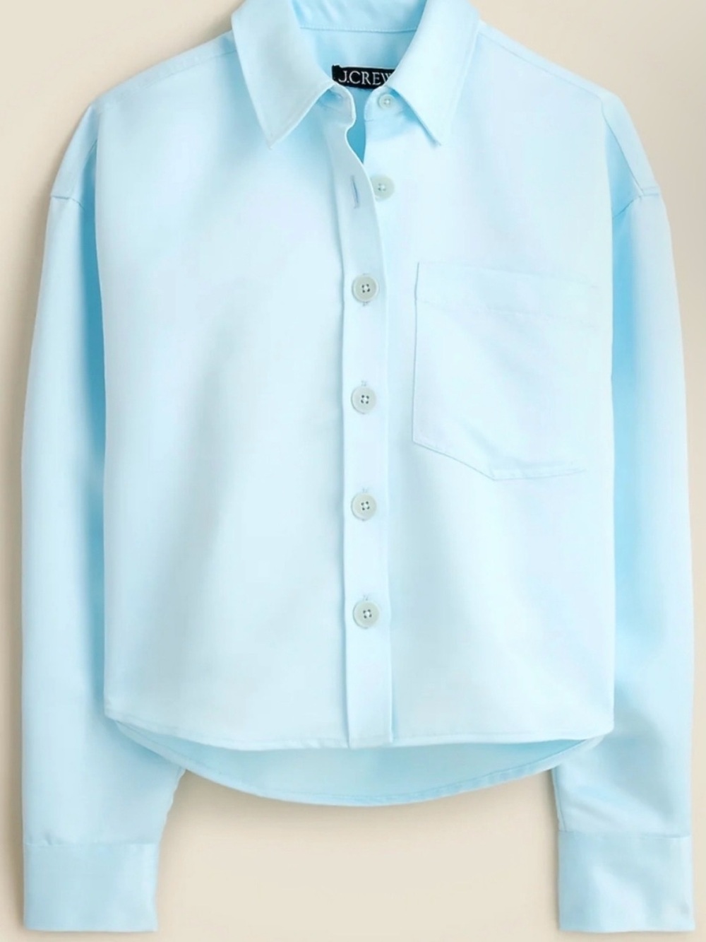 J.Crew Étienne Cropped Button Up Shirt In Duchesse Blue Satin Sz. XS NEW